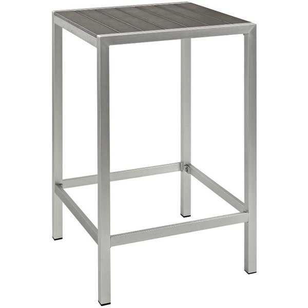 Modway Shore Outdoor Patio Aluminum Bar Table, Silver and Gray EEI-2256-SLV-GRY